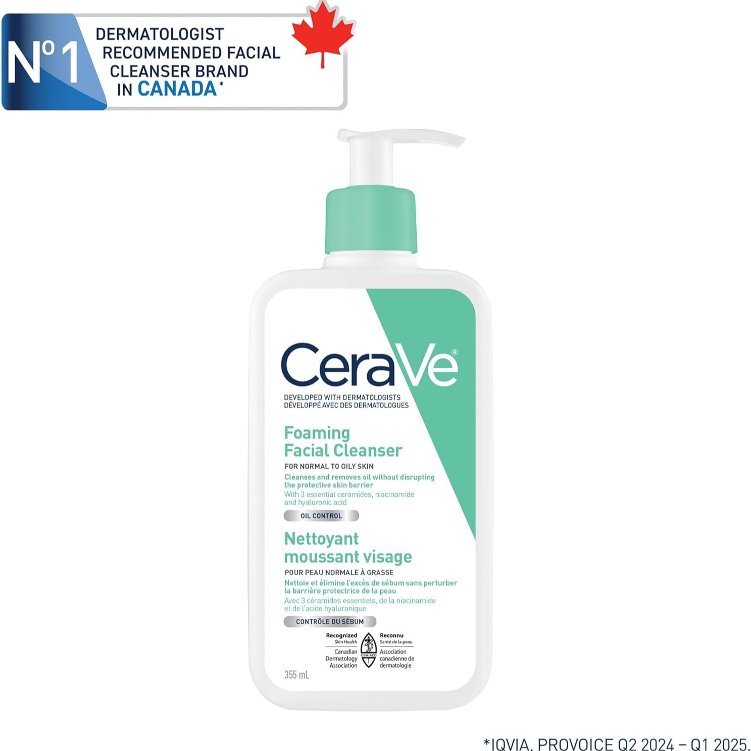 Foaming Face Wash, Gentle Face Cleanser for Men & Women with Hyaluronic Acid, Niacinamide, Ceramides. 473ML