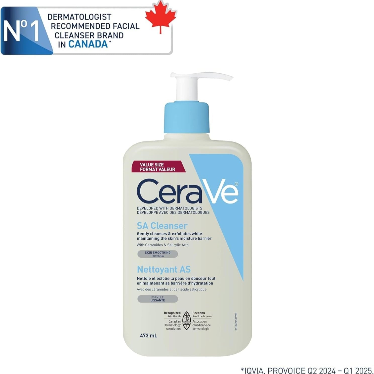 SALICYLIC ACID Cleanser, Renewing SA Smoothing BHA Exfoliant for Face. Suitable for Keratosis Pilaris & Psoriasis. Gentle Cleanser with Hyaluronic Acid, Niacinamide, Vitamin D & Ceramides. Fragrance Free, No Microbeads, 473Ml